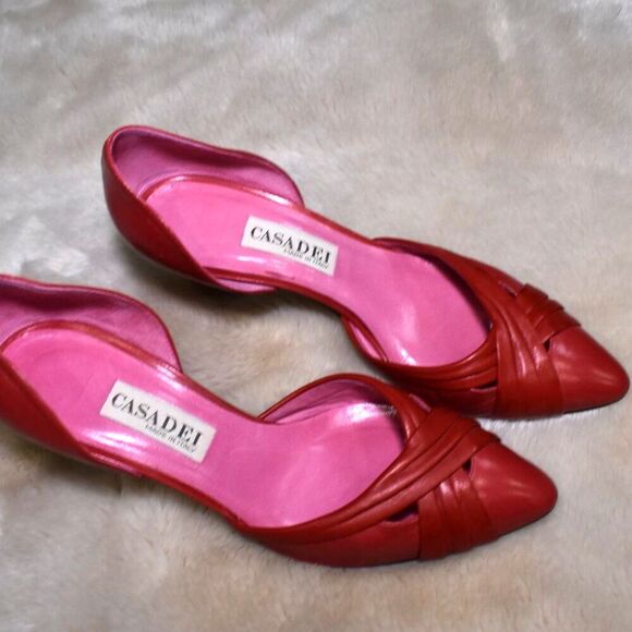 Casadei Red Patent Leather Kitten Heels Pointed Toe Vintage Designer 8.5/7 - Picture 4 of 14